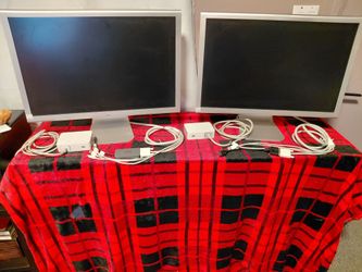 2(Pair) Apple Cinema HD Display 23" A1082 Aluminum Monitor w/ Orgl 90W Power Adapter