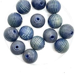 Lot Of 24 Blue Wood Beads
