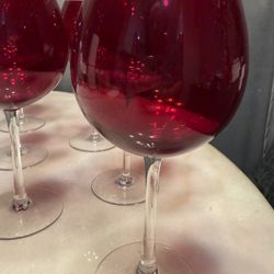 Large Red Holiday Wine Glasses 