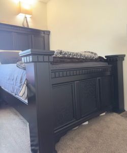 Queen size bed frame, tall and resistant
