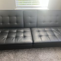 Black Futon Couch With Cup Holders And USB Ports 