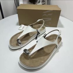 New Zara Embellished Metallic Leather Women’s Sandals