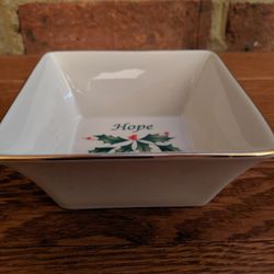 Lenox Small Square Christmad "HOPE" Nut Bowl