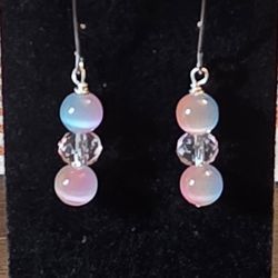 Pink And Baby Blue Silver To Earrings *pierced ears*