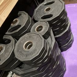 RARE Iron Grip Commercial Quality Urethane Wrapped Steel Weight Plates With Handles