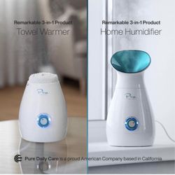 Pure Daily Care NanoSteamer 3-in-1 for At-Home Skincare Facials with Humidifier & Towel Warmer 