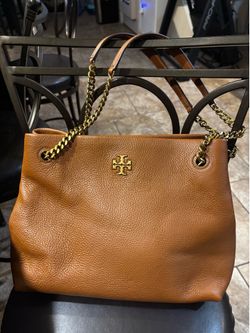 Large brown leather Tory Burch