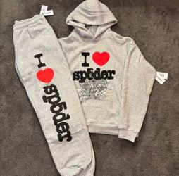 Sp5der I Love Spider Gray Tracksuit Set
