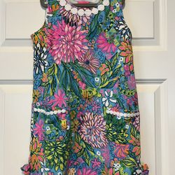 LILLY PULITZER GIRL DRESS KNIT SHIFT SEABREEZE BLUE SUNSHINE Size L 