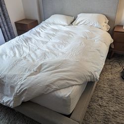 Grey Mid century Modern Style Queen Bed Frame And Leesa Mattress 