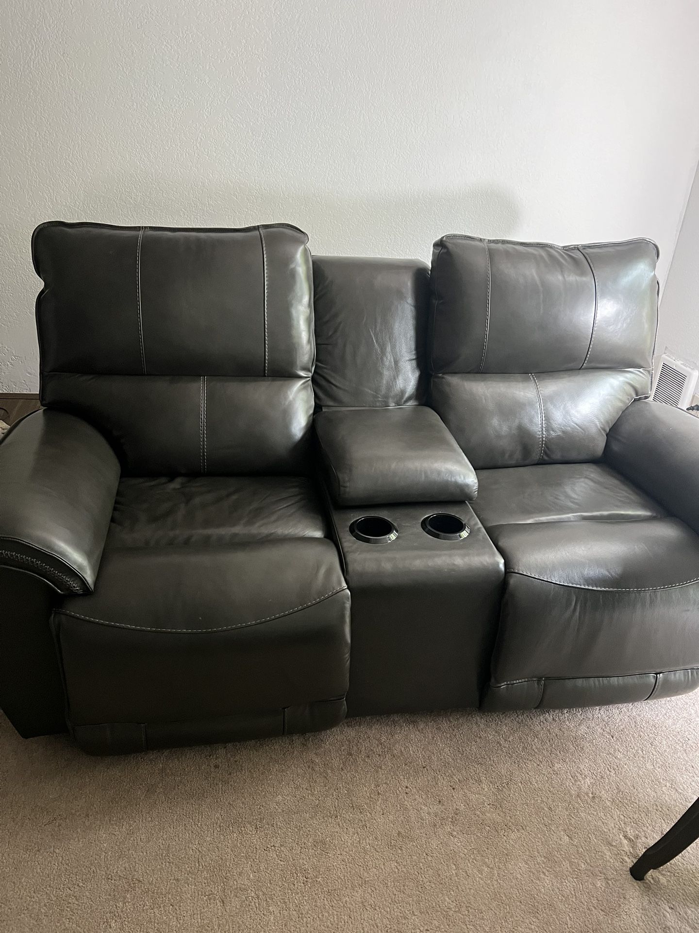 Lazboy Leather Recliner Sofa With Outlet Console