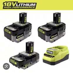 RYOBI ONE+ 18V Two Lithium-lon 4.0 Ah Batteries W/ 2.0 Ah Battery & Charger Kit