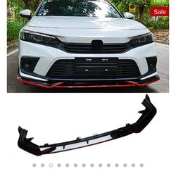 NINTE For 2022-2024 11th Honda Civic Front Lip ABS Front Bumper Splitter Body Spoiler