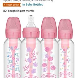 Dr. Brown's Natural Flow Anti-Colic Options+ Narrow Baby Bottle, Pink Floral, 8 oz