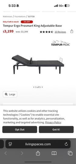 Tempur Ergo Prosmart King Adjustable Base