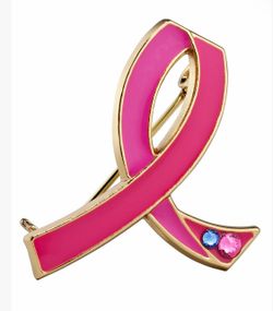 Pink Ribbon Enamel Brooch Pin
