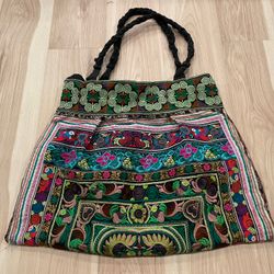 Thai Hmong Embroidered Ethnic Large Tote bag Handmade in Thailand