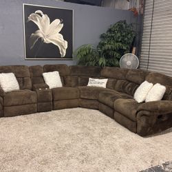 Large Chocolate 6 Piece Reclining Sectional Couch ✨Delivery Available 🚛