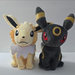 Unofficial Pokémon Umbreon & Jolteon Plush Stuffed Toys Set Lot of 2