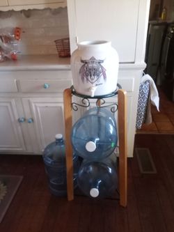 Ceramic Water Crock Dispenser with Stand and Jugs