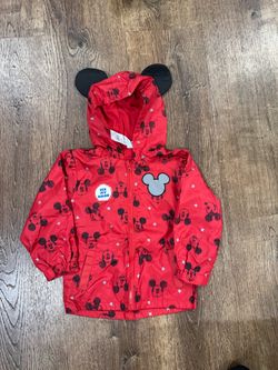 Disney Mickey Mouse red rain jacket with hood and ears size 4T