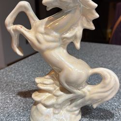 Vintage porcelain vintage rearing white horse figurine