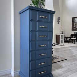 REFINISHED Tall blue Wood Dresser