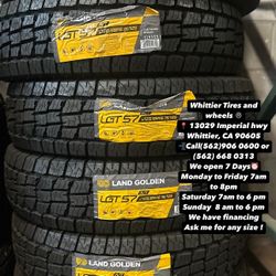 SET OF NEW TIRES, LT215/85R16 LANDGOLDEN AT , INCLUDING MOUNTING AND BALANCING. ASK ME FOR ANY SIZE OR BRAND, LLANTAS NUEVAS