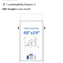 Maxtek Rolling White Board 48 x 24 Height Adjustable Whiteboard on Wheels Magnetic  Easel New In Box