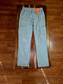 YoungLA Men's "Travel Cargo Joggers" In Light Grey. Size XL