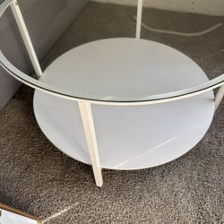 Glass Round Coffee Table & 3 Piece Gold Wall Art