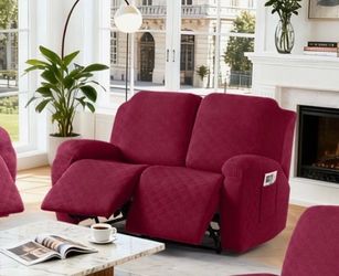 Brayden Studio 2-Seat Recliner Loveseat Stretch Cover – Burgundy –