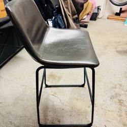 Gray Faux Leather Bar Stool