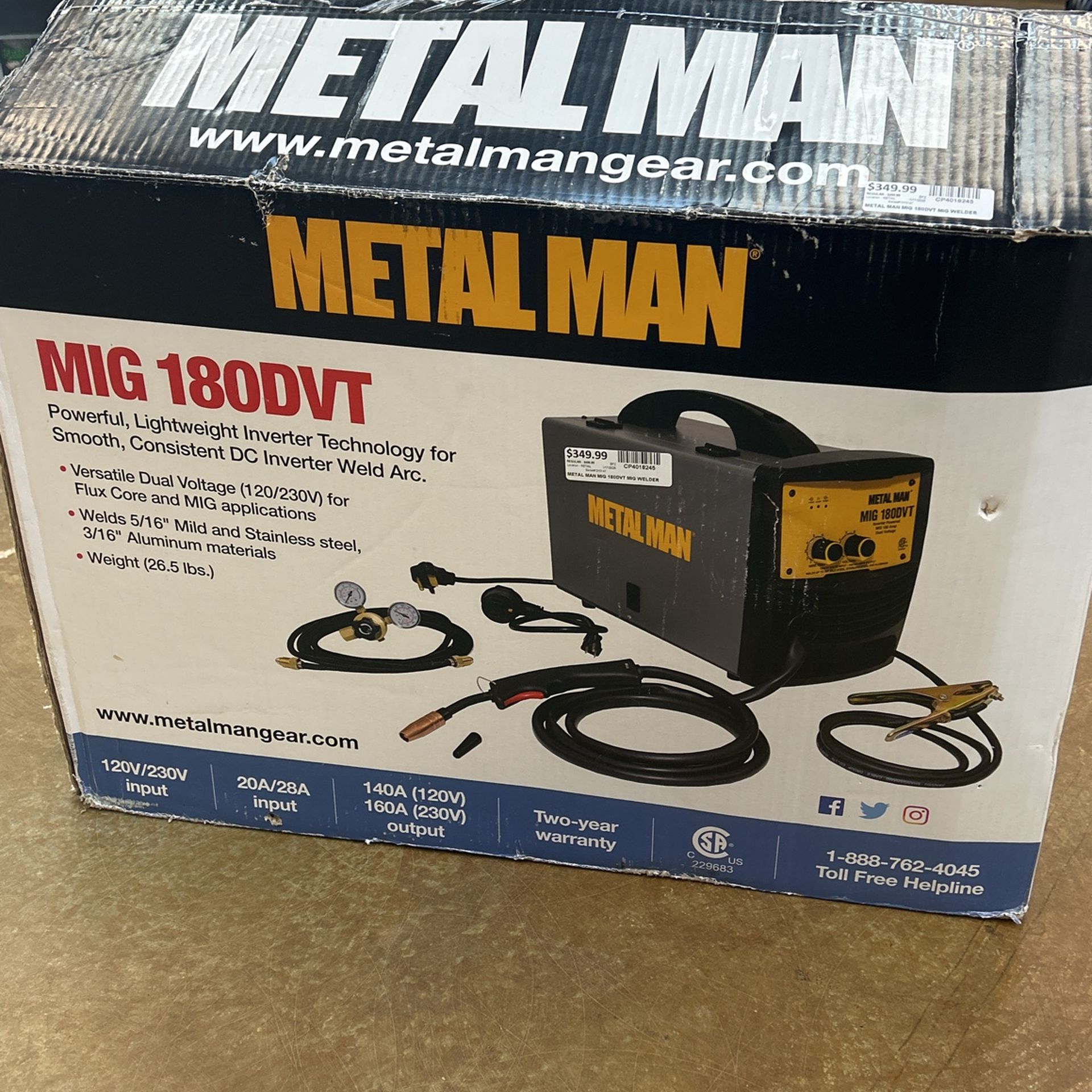 Metal man meg 180 DVT lightweight inverter tech inverter weld new open box