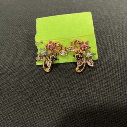 Sterling Silver Earrings With Emerald, Sapphire, And Ruby CZ Stones