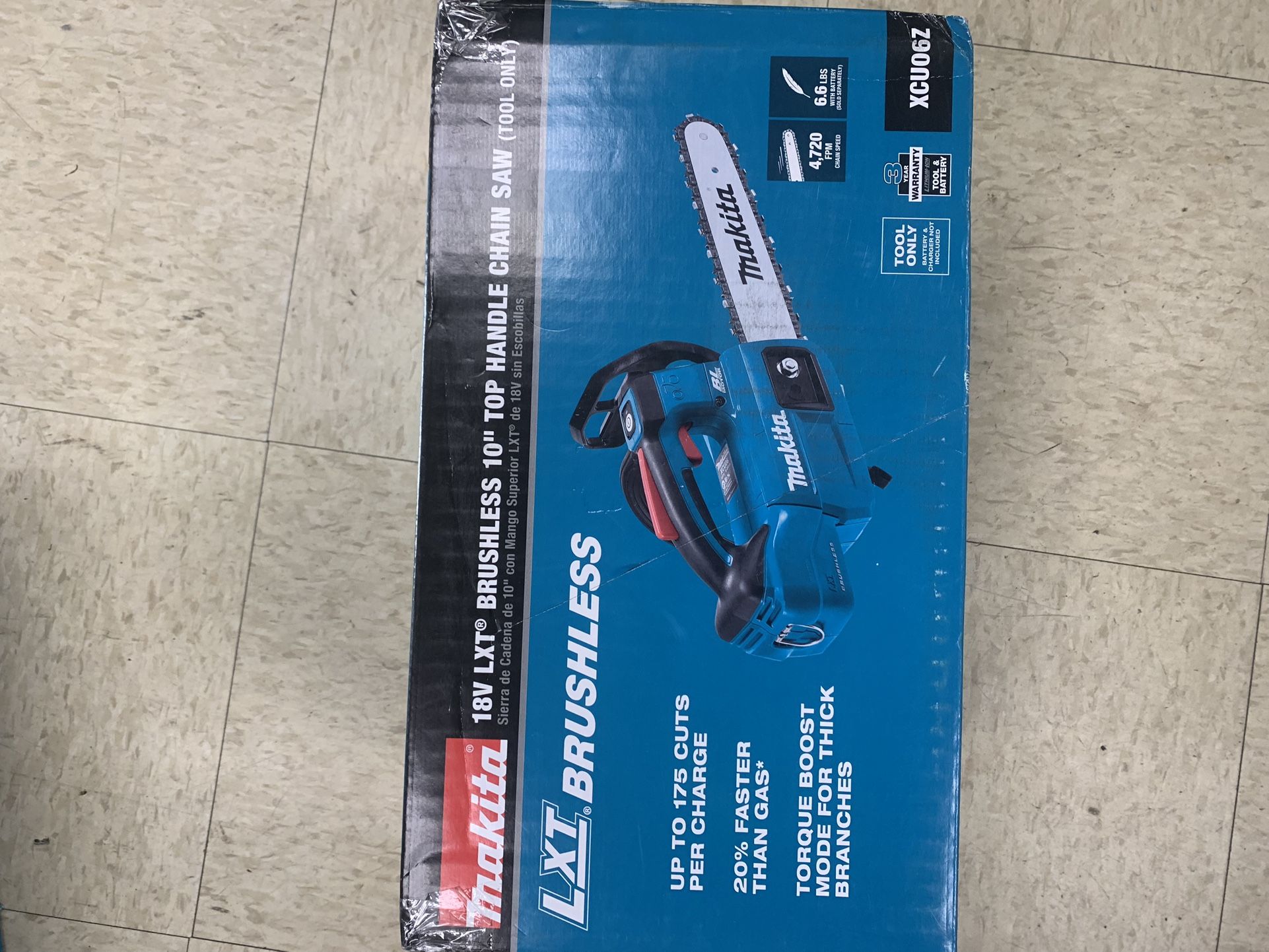 Makita Lxt 18v Brushless 10” Top Handle Chain Saw