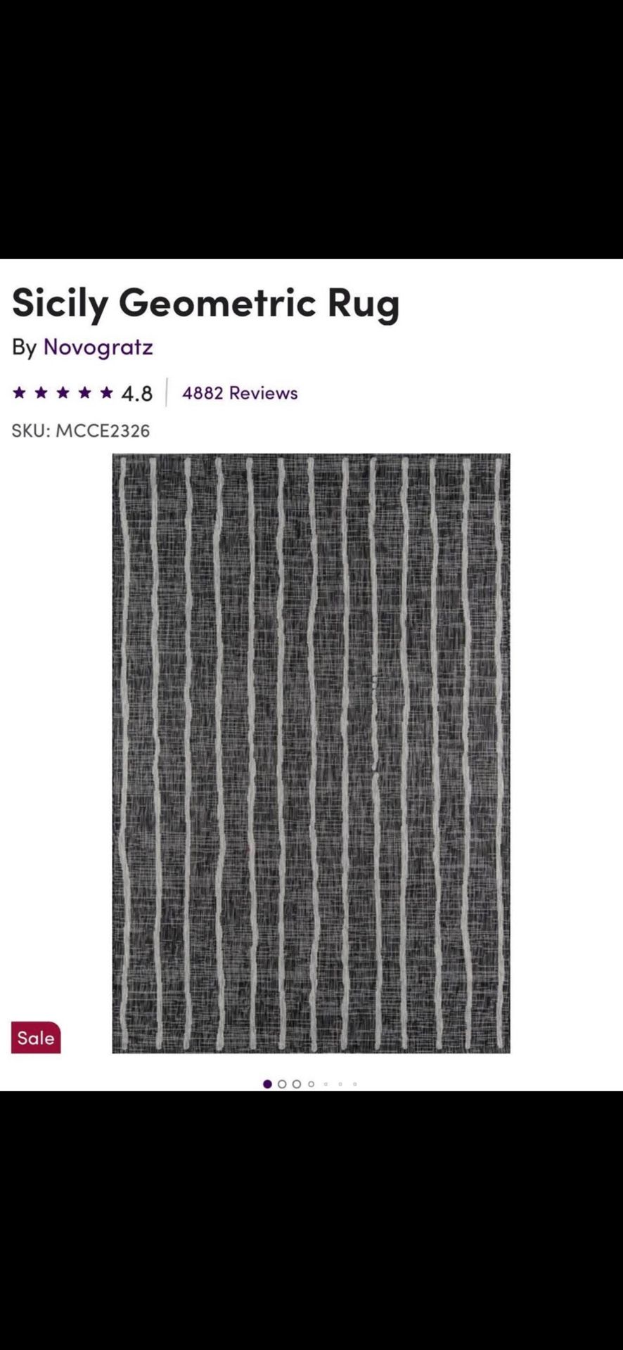 Sicily Geometric Rug. For Indoor Or Outdoor. Size 3’ 11” X 5’ 7”. Charcoal Color Great Rug NEW