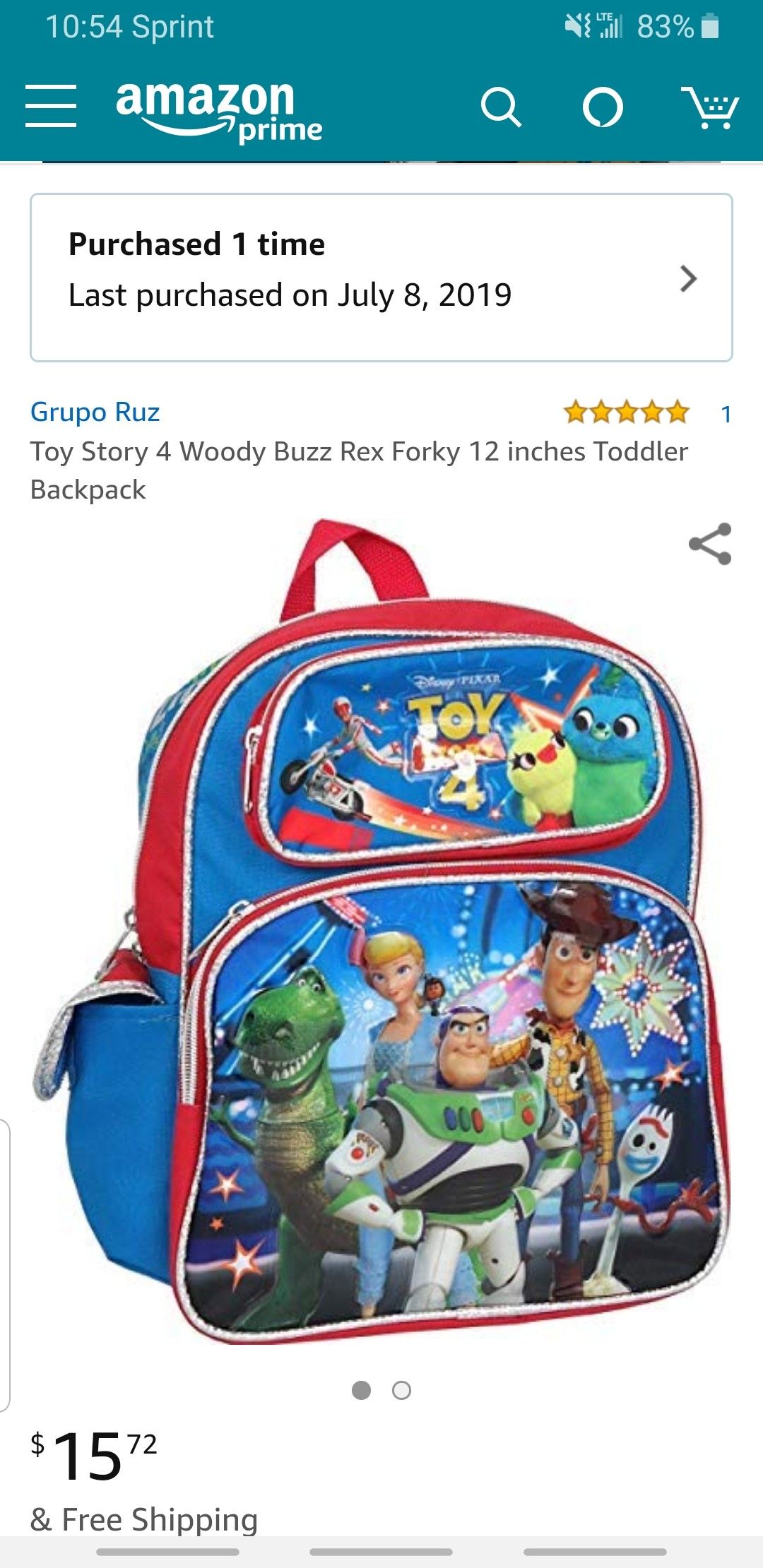Toy story 4 kids backpack