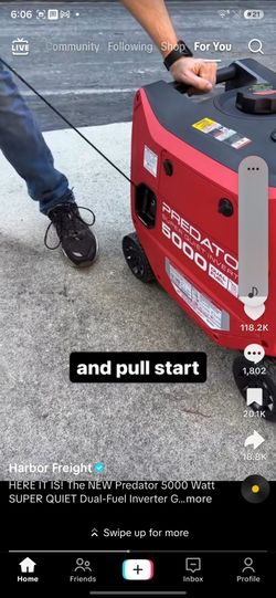 Predator 5000 Watt Duel Fuel Inverter Generator