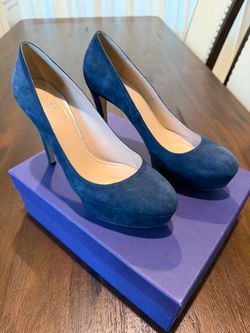 Stuart Weitzman Mae Blue Suede Heels 👠💙 Size 8.5