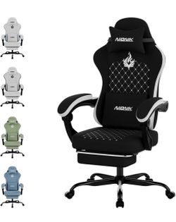 Gaming Chair with Massage,Ergonomic PC Gaming Chair Computer Chairs with Footrest Comfortable Headrest and Lumbar Support, High Back Blackwhite
