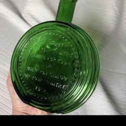Vintage Viking Green Glass Kennedy Decanter, JFK Quote