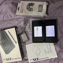 Black Nintendo DS Lite - with charger, case, box and manual