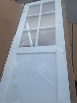 White Interior Door with 6-Lite Glass Panel