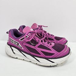 Hoka One One Shoes Women's Size 8.5 Clifton Purple White Sneakers Trainers Shoes