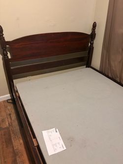 Dark Wood Poster Bed Frame with Headboard