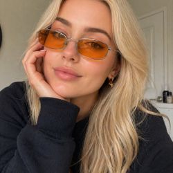 Stylish Narrow Frame Sunglasses – Orange Tin