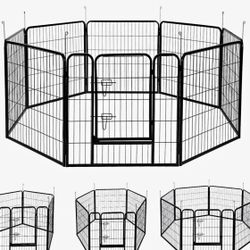 32'' 8 Panel Foldable Metal Pet Fence Barrier 