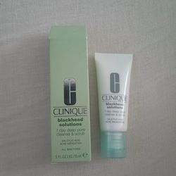 CLINIQUE Blackhead Solutions 7 Day Deep Pore Cleanse Scrub Face Mask Beauty Acne Skin Care .5oz