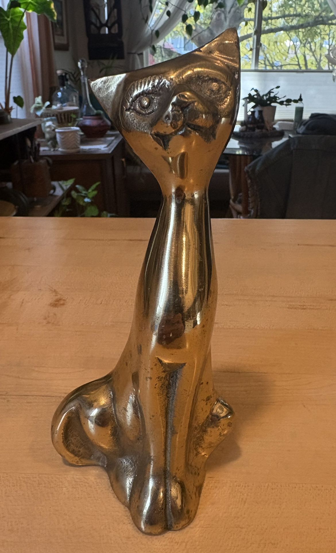Vintage Mid Century Modern Brass Siamese Cat Statue Figurine